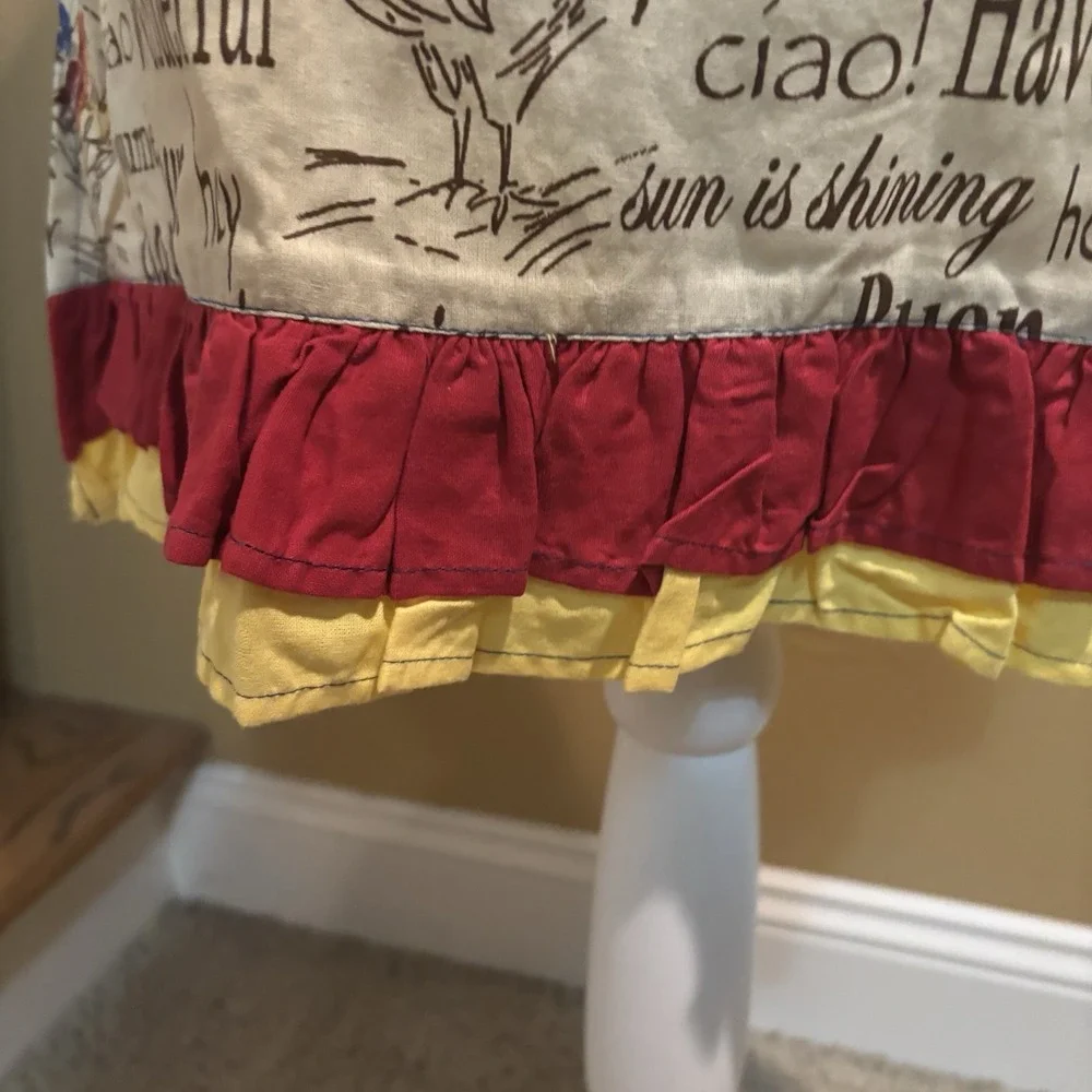 Pier 1 Imports Rooster Ruffle Hostess Apron 100% Cotton‎ Ivory NWT